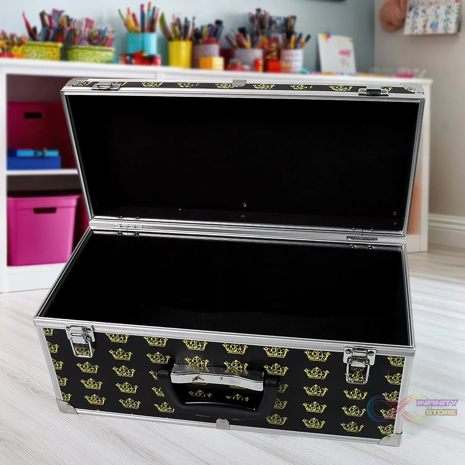 Wooden & Aluminium Multipurpose Portable Suitcase Travel Tool Box (38×17×18 Cm / 1 Pc) - infinityexculsivestore.com