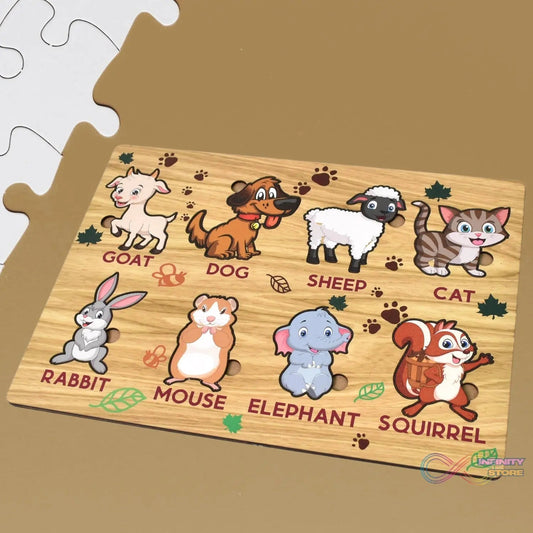 Wooden Animal Puzzle Learning Educational Board (1 Set / 28Γ20 Cm) - infinityexculsivestore.com