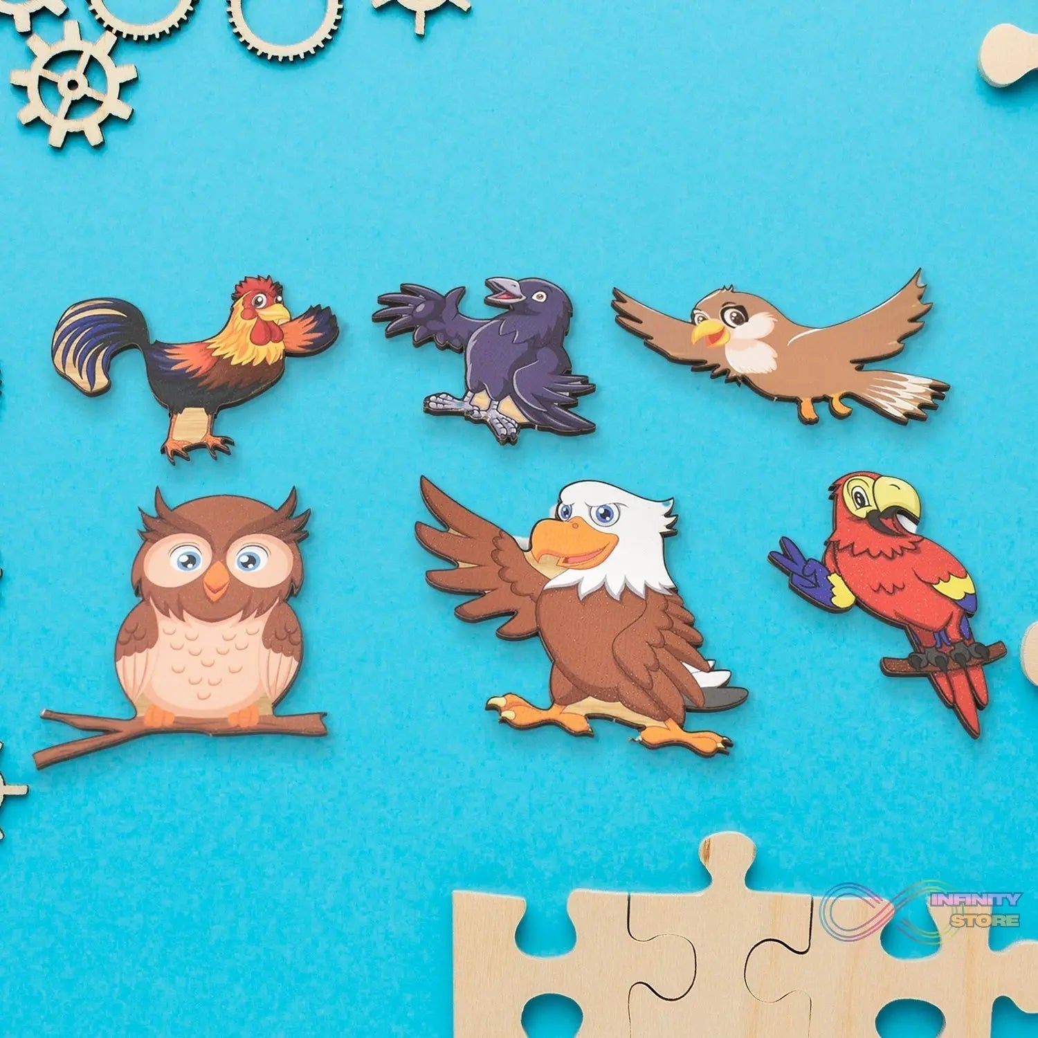 Wooden Bird Puzzle Learning Educational Board (1 Set / 28×20 Cm) - infinityexculsivestore.com