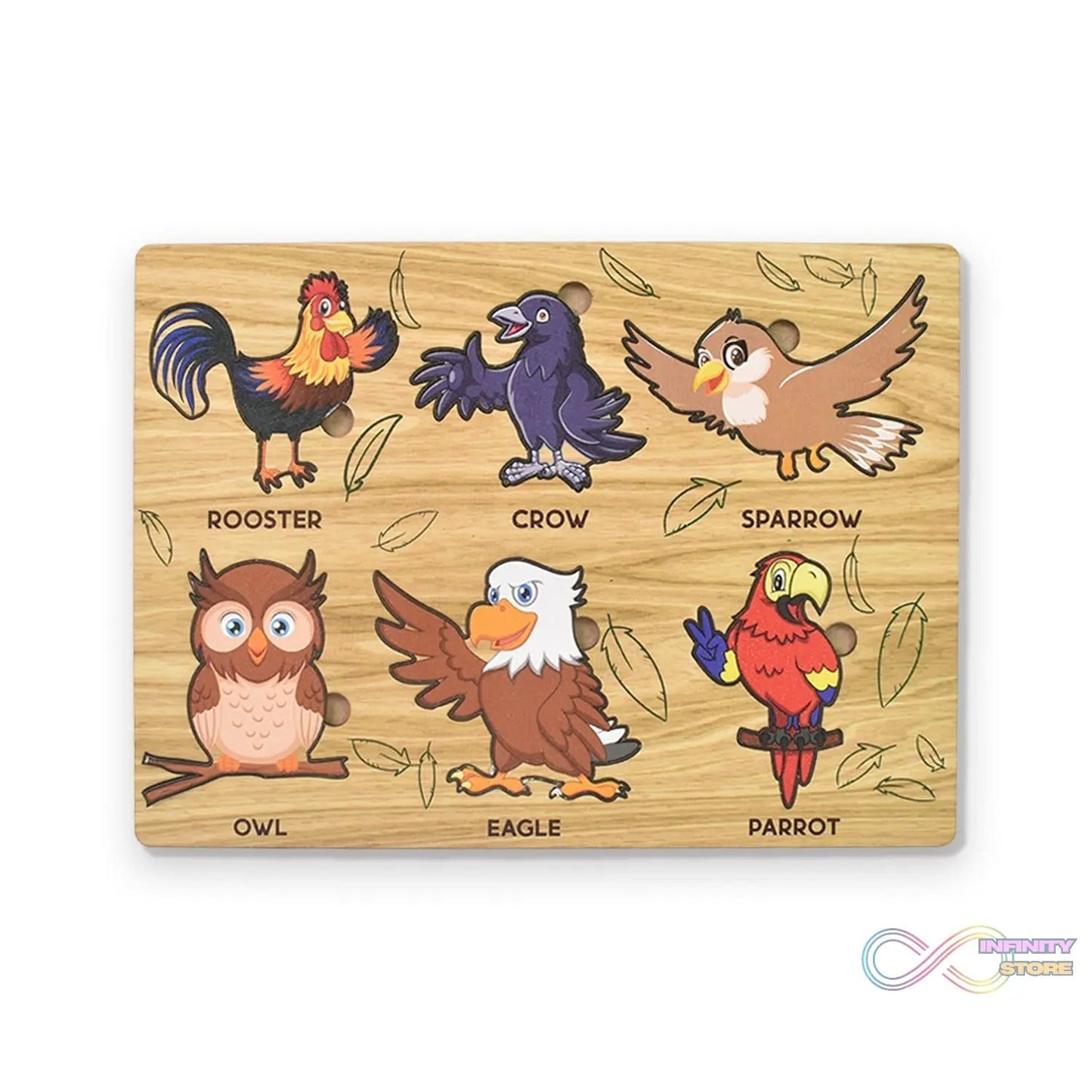Wooden Bird Puzzle Learning Educational Board (1 Set / 28×20 Cm) - infinityexculsivestore.com