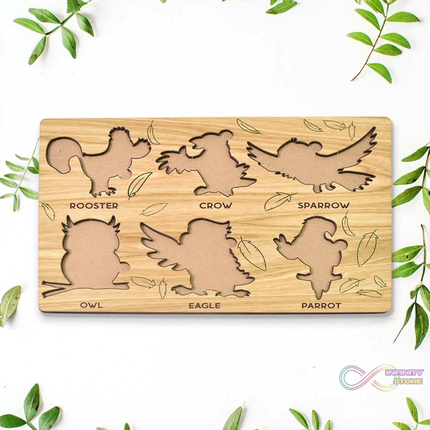 Wooden Bird Puzzle Learning Educational Board (1 Set / 28×20 Cm) - infinityexculsivestore.com
