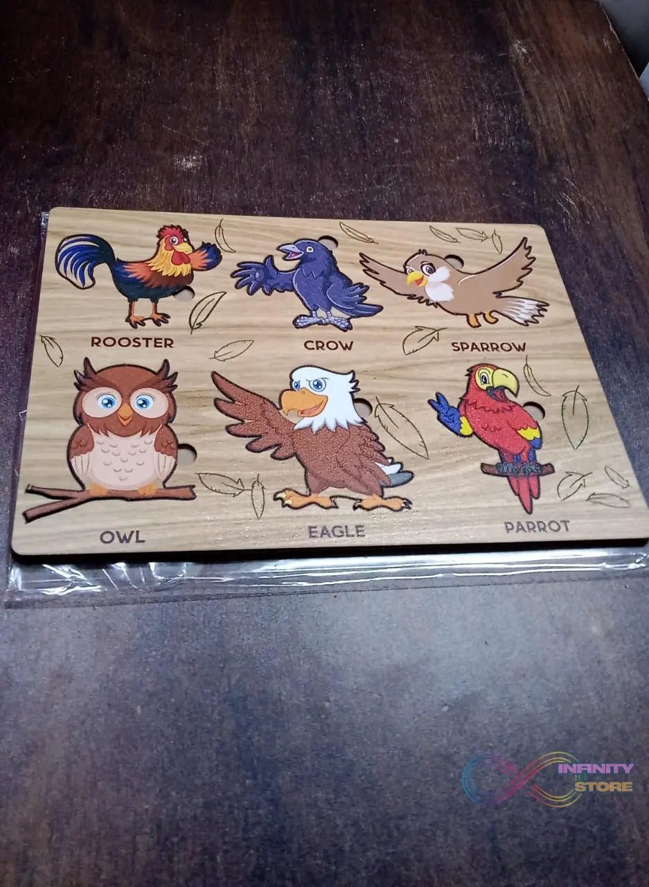 Wooden Bird Puzzle Learning Educational Board (1 Set / 28×20 Cm) - infinityexculsivestore.com