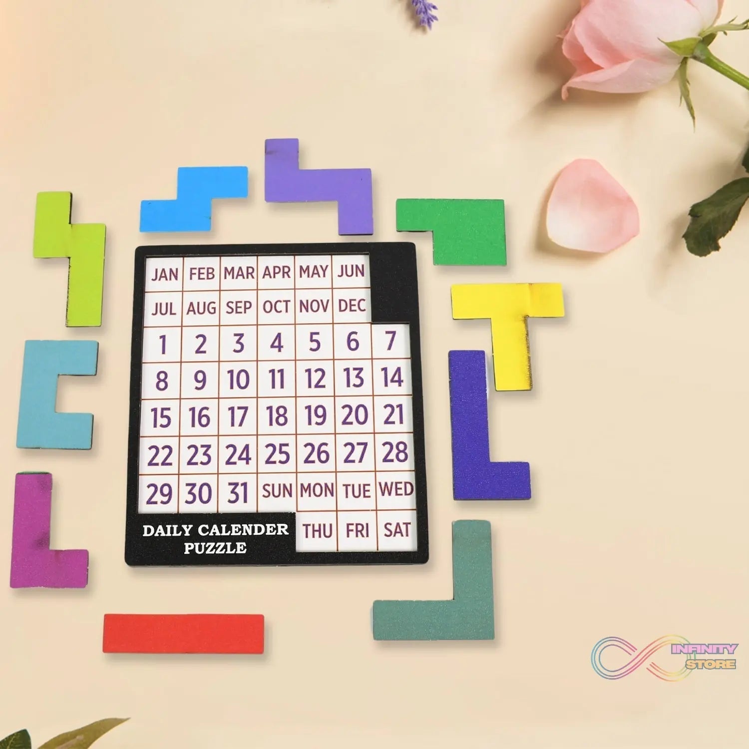 Wooden Daily Calendar Puzzle (Multicolor / 1 Set) - infinityexculsivestore.com