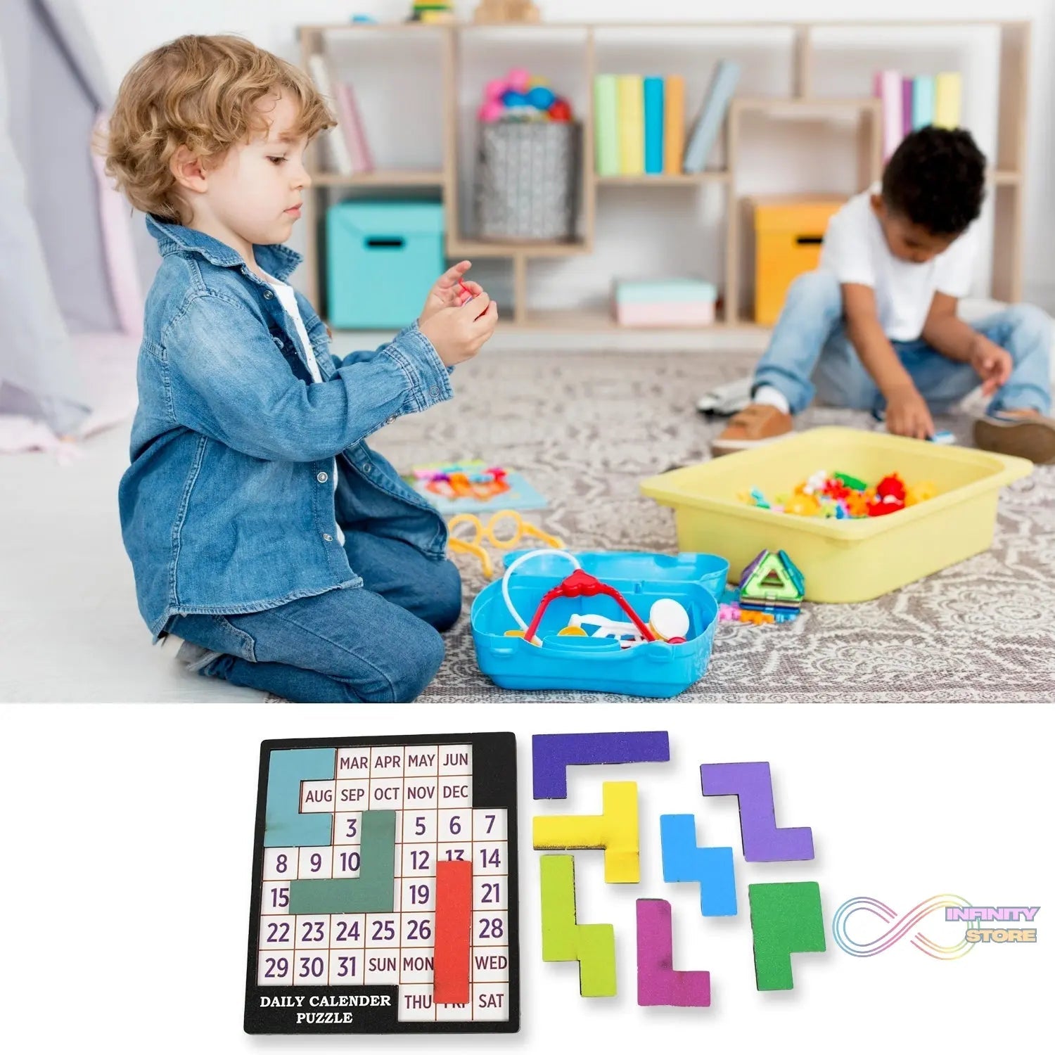 Wooden Daily Calendar Puzzle (Multicolor / 1 Set) - infinityexculsivestore.com