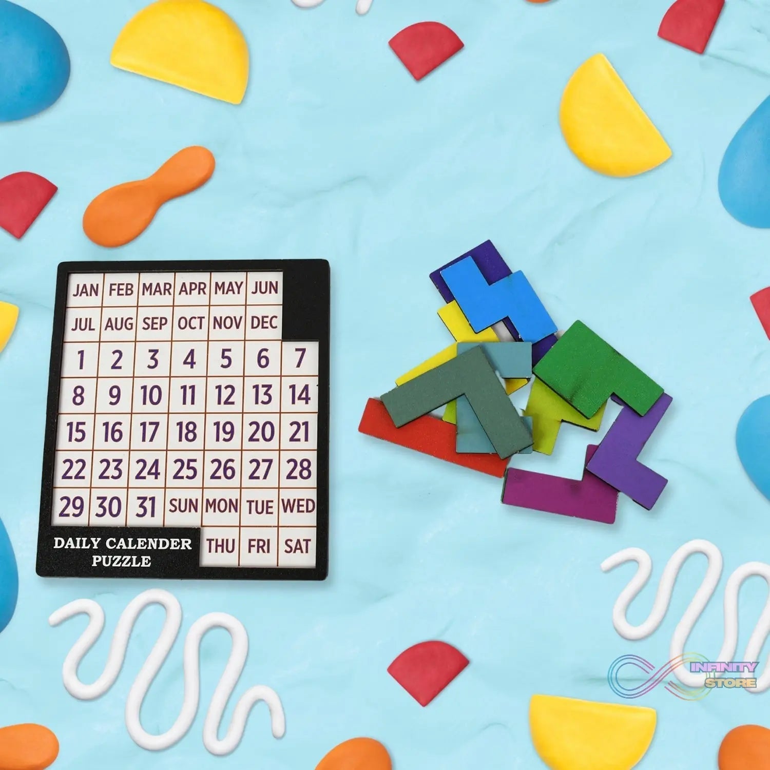Wooden Daily Calendar Puzzle (Multicolor / 1 Set) - infinityexculsivestore.com