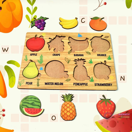 Wooden Fruits Puzzle Learning Educational Board (1 Set / 28Γ20 Cm) - infinityexculsivestore.com