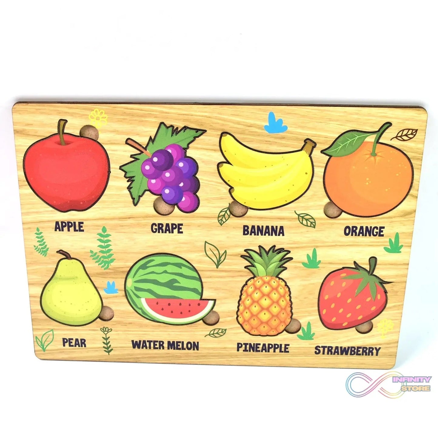 Wooden Fruits Puzzle Learning Educational Board (1 Set / 28×20 Cm) - infinityexculsivestore.com