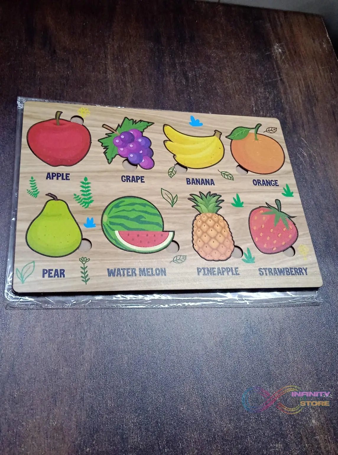 Wooden Fruits Puzzle Learning Educational Board (1 Set / 28×20 Cm) - infinityexculsivestore.com