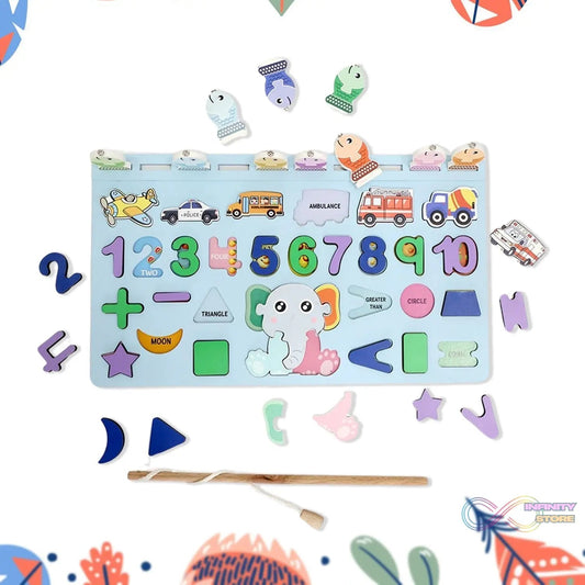 Wooden Number Puzzle Match Board and magnetic rod - infinityexculsivestore.com