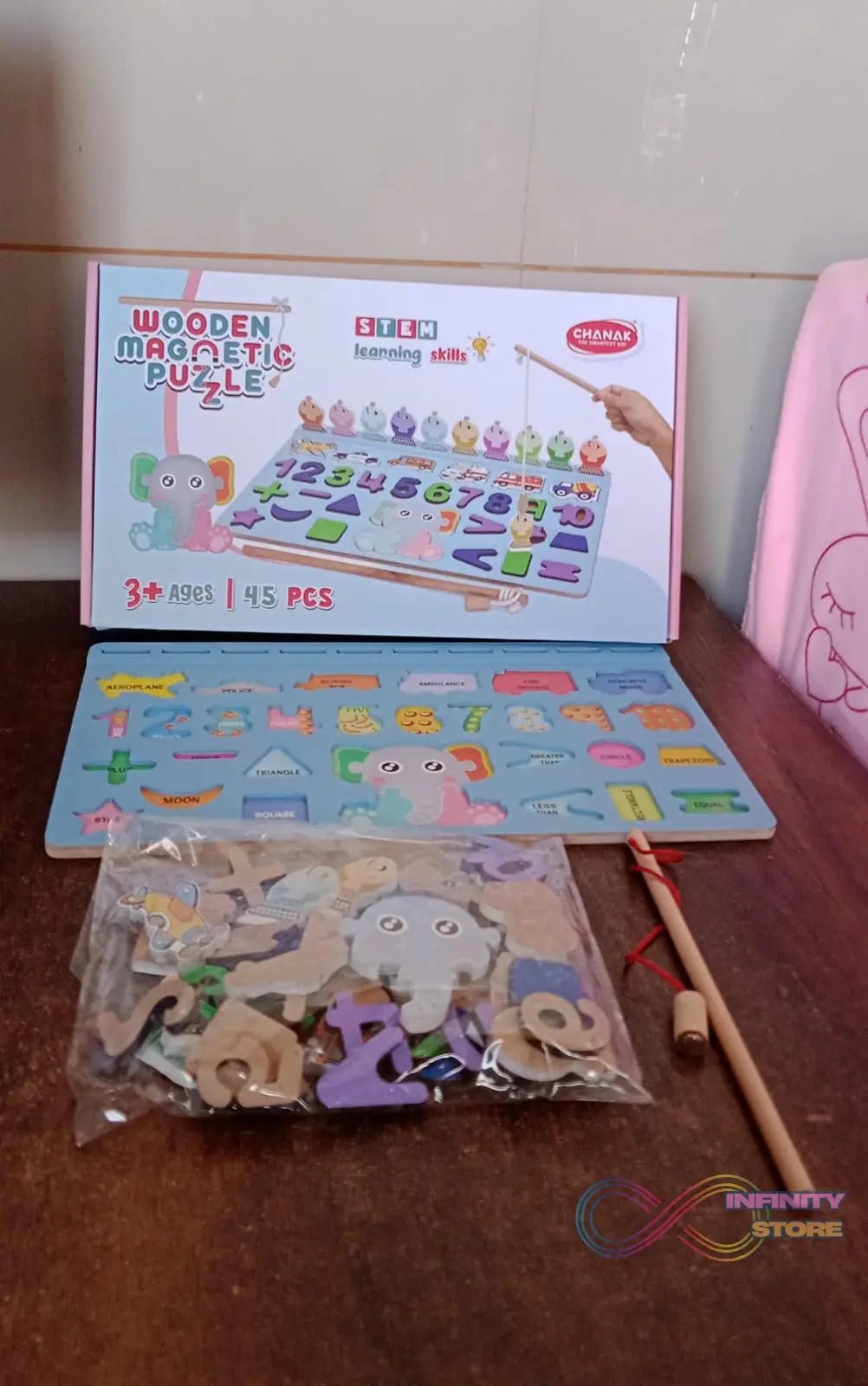 Wooden Number Puzzle Match Board and magnetic rod - infinityexculsivestore.com