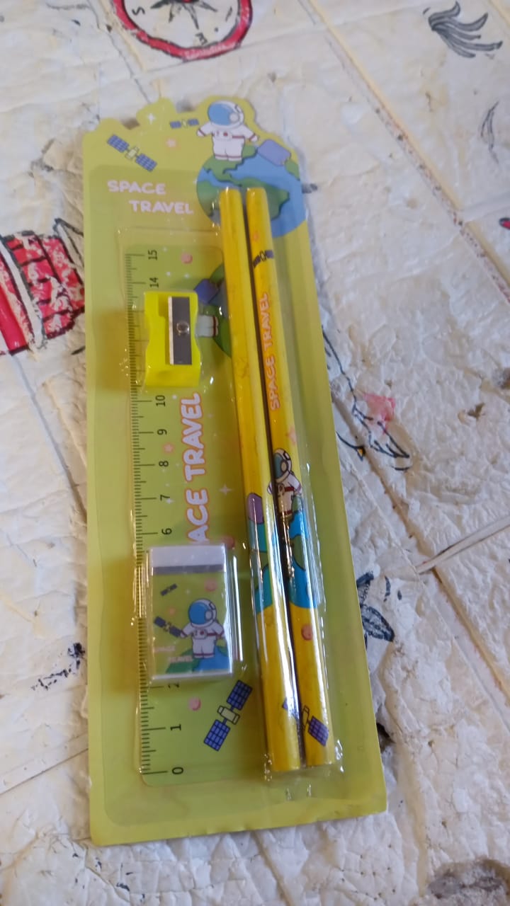 Wooden Pencil Set (5 Pc): School Supplies, Stationery Set for Kids - infinityexculsivestore.com