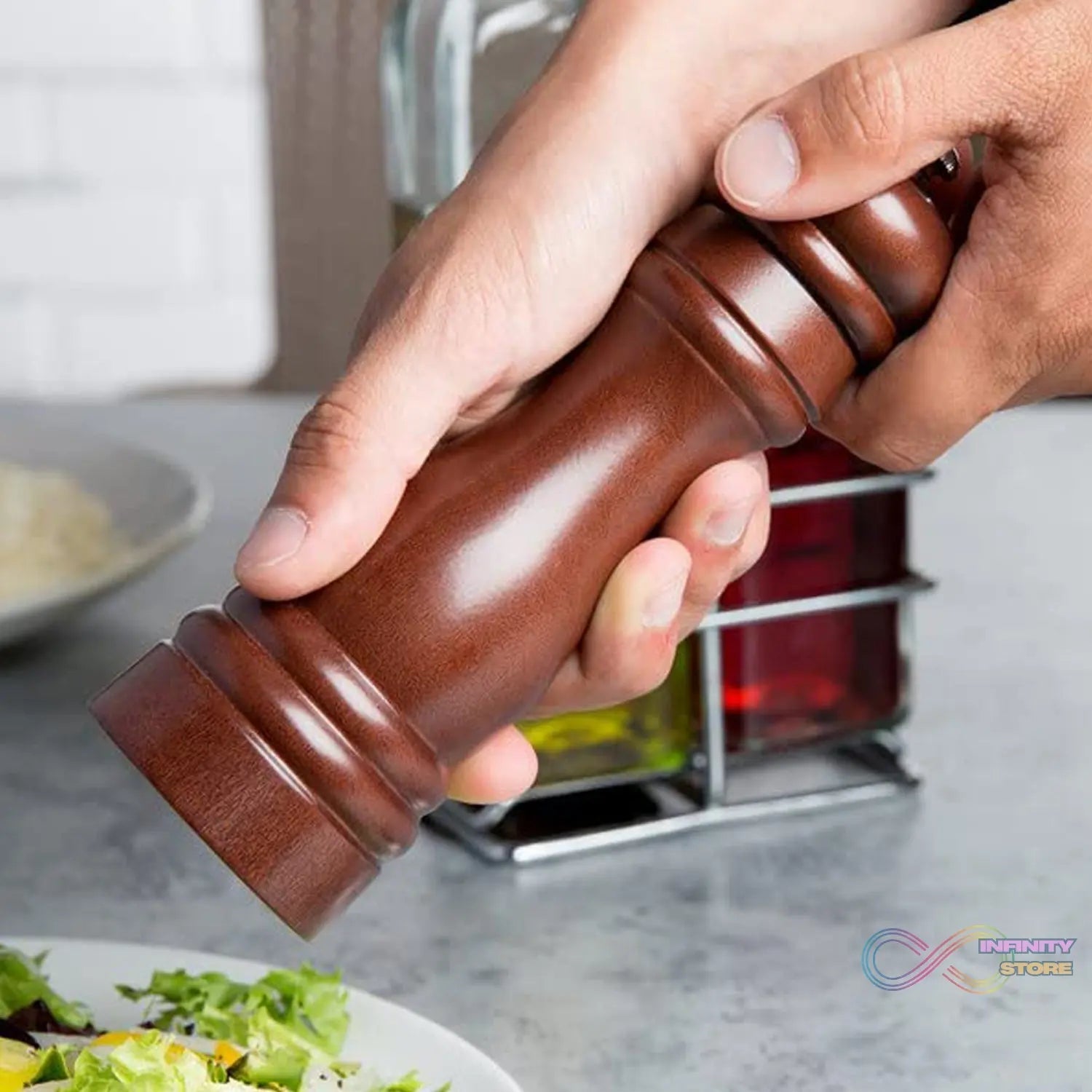 Wooden Pepper Mill 6 inch Tall - Best Pepper Grinder (1 Pc) - infinityexculsivestore.com
