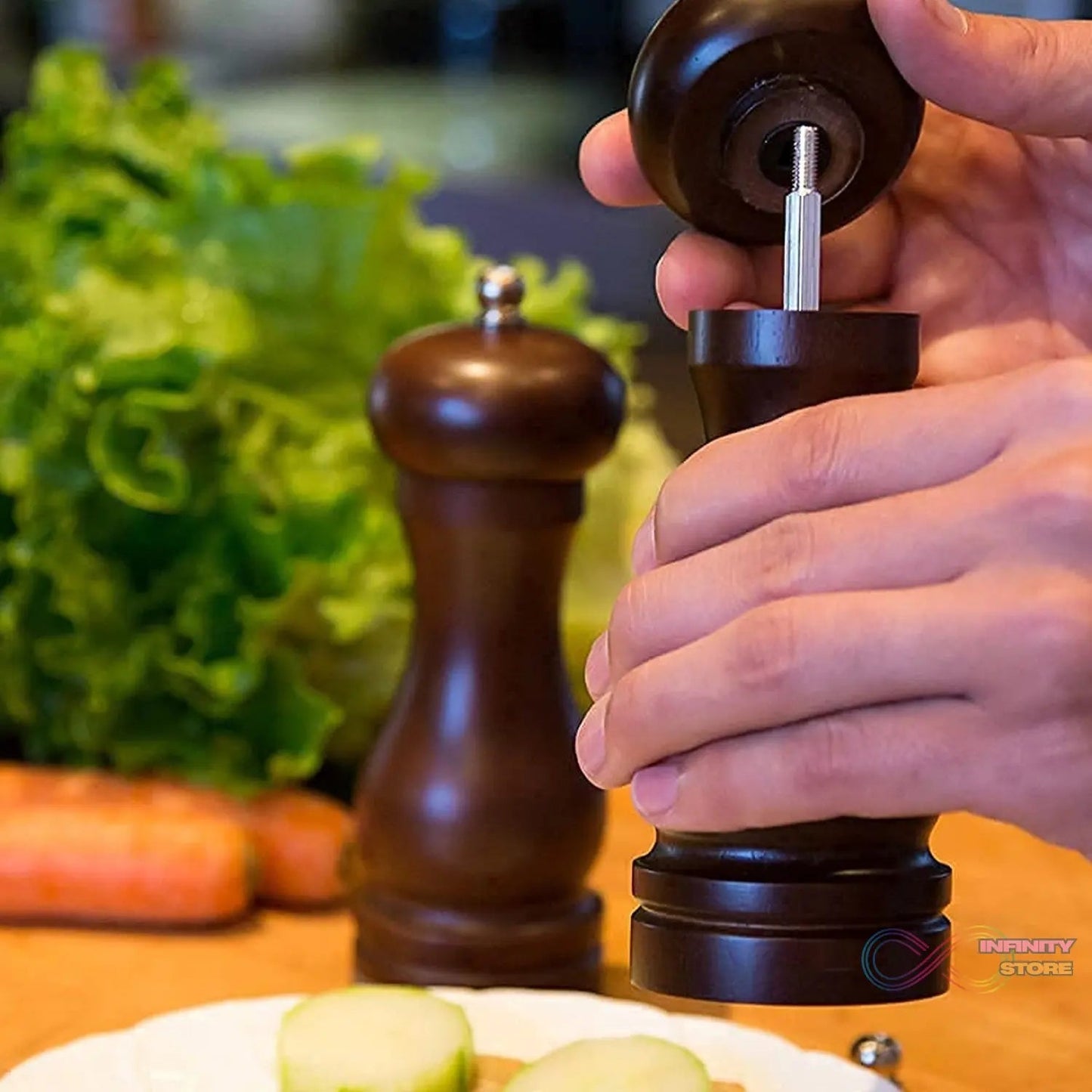 Wooden Pepper Mill 6 inch Tall - Best Pepper Grinder (1 Pc) - infinityexculsivestore.com