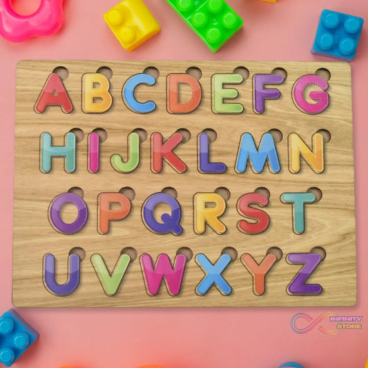 Wooden Puzzle Board ABC Letters Shapes Educational Learning Toys (1 Set) - infinityexculsivestore.com