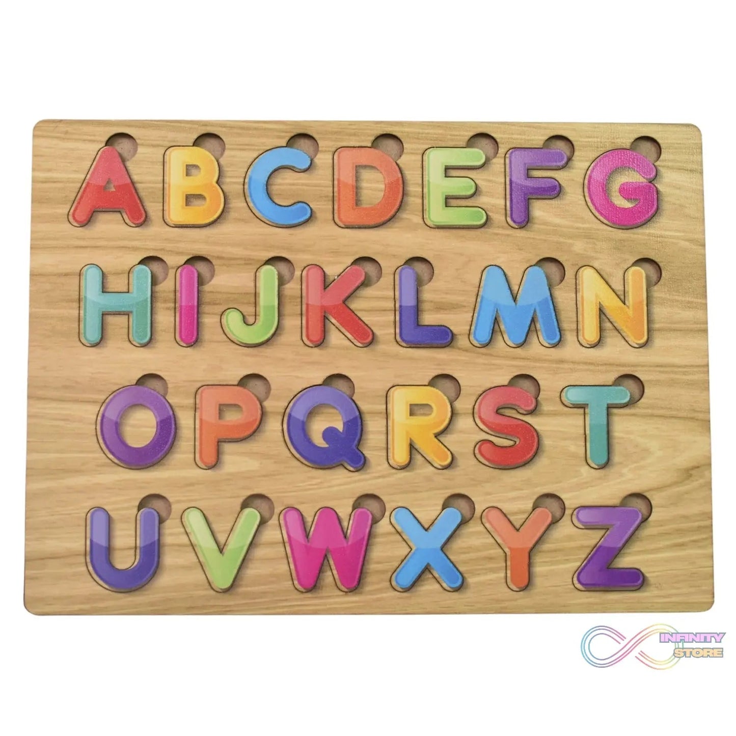 Wooden Puzzle Board ABC Letters Shapes Educational Learning Toys (1 Set) - infinityexculsivestore.com