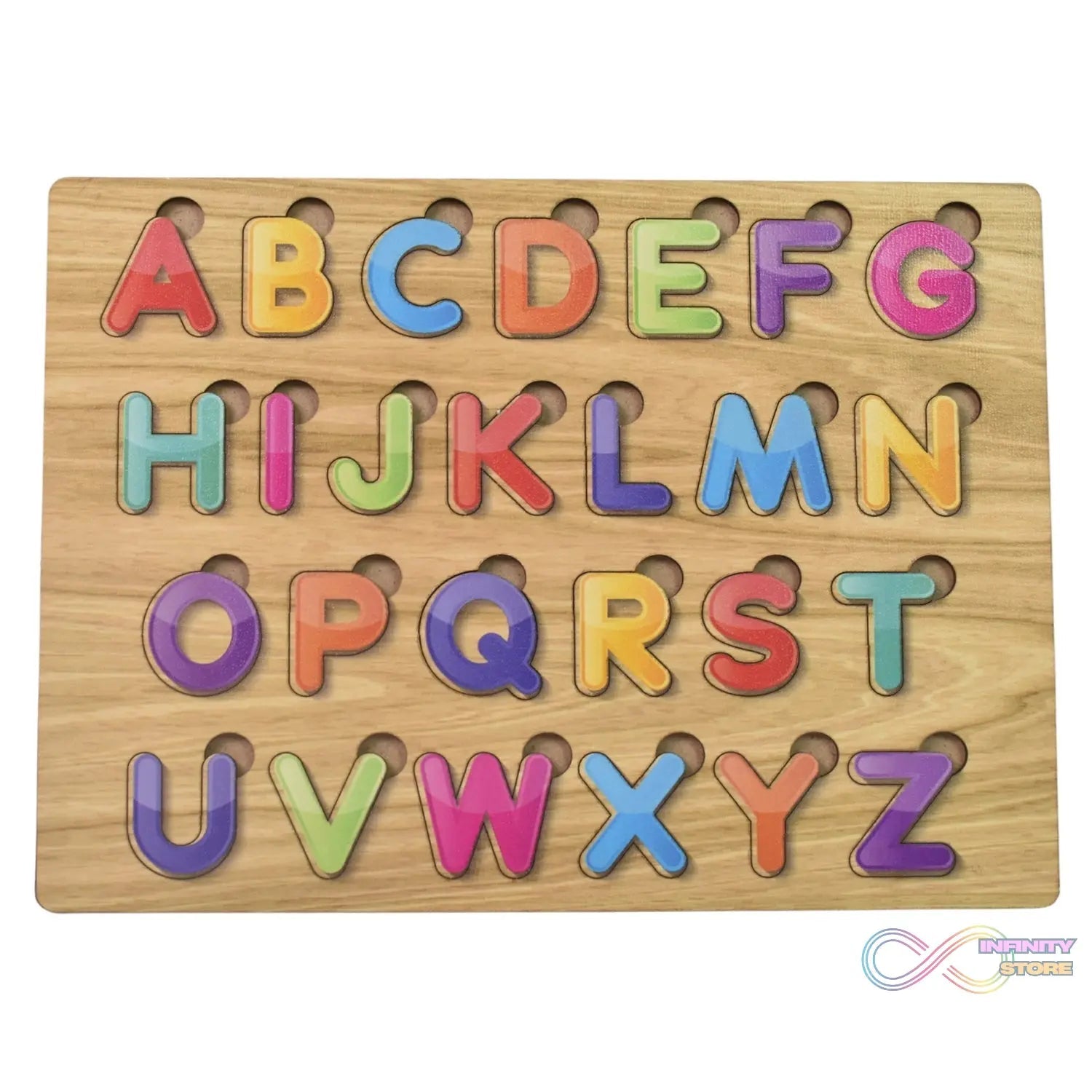 Wooden Puzzle Board ABC Letters Shapes Educational Learning Toys (1 Set) - infinityexculsivestore.com