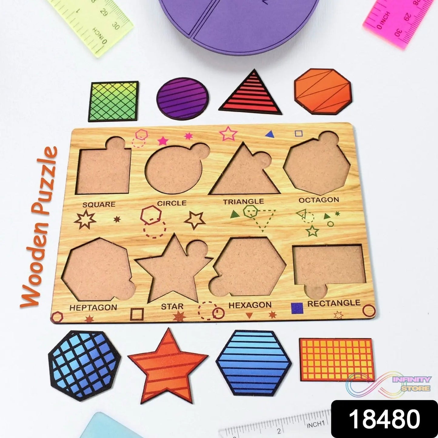 Wooden Triangles Puzzle Learning Educational Board (1 Set / 28×20 Cm) - infinityexculsivestore.com