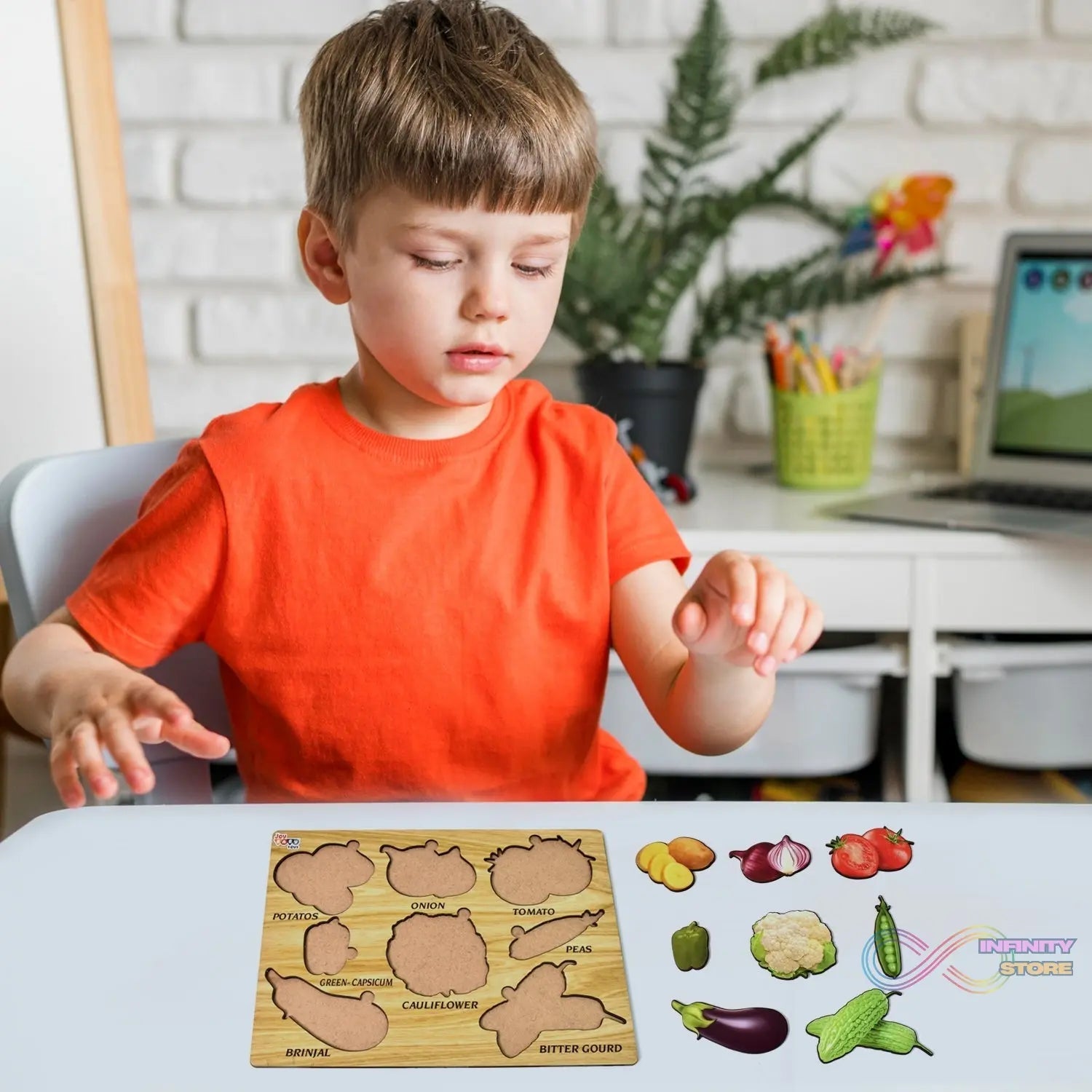 Wooden Vegetable Puzzle Learning Educational Board (1 Set / 28×20 Cm) - infinityexculsivestore.com