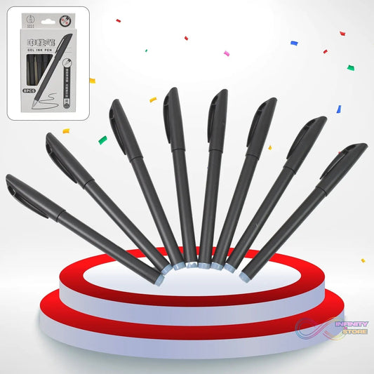 Writing Black Gel Pen for School Stationery Gift for Kids (8 Pcs set) - infinityexculsivestore.com