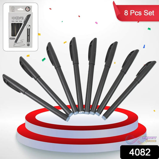 Writing Black Gel Pen for School Stationery Gift for Kids (8 Pcs set) - infinityexculsivestore.com