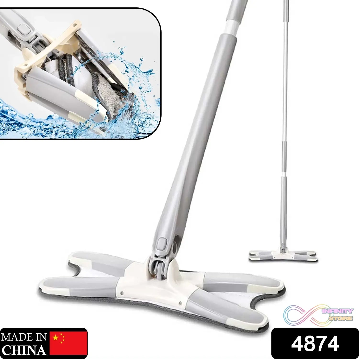 X-shape flat mop for wet and dry cleaning