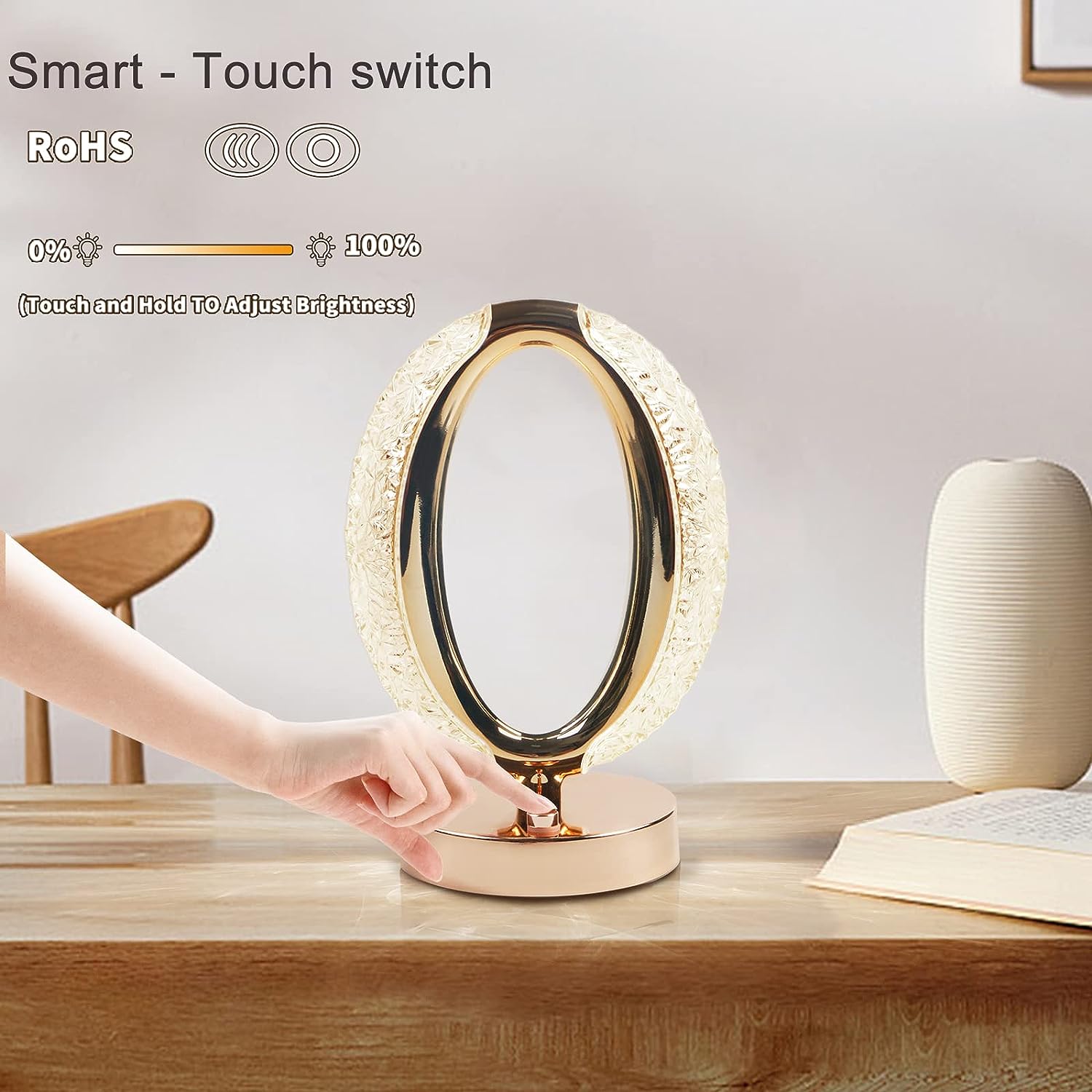 Touch Control Crystal Table Desk Lamp, 3 - Way Dimmable Light, USB Rechargeable Crystal Diamond Table Lamp, Exquisite Night Stand Light Lamp Beside Lamp for Bedroom Living Room, Decorative Desk Lamp - infinityexculsivestore.com