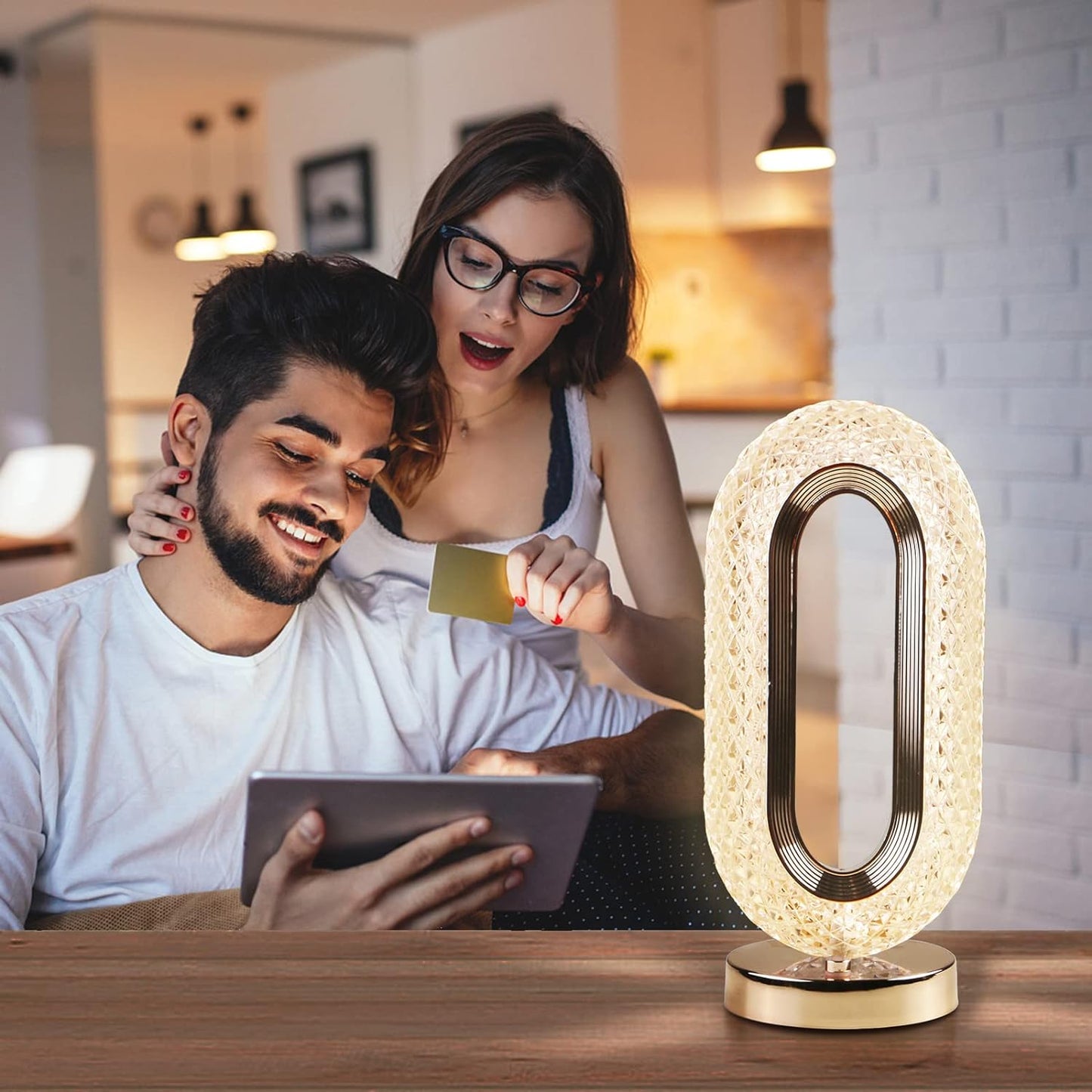 Touch Control Crystal Table Desk Lamp, 3 - Way Dimmable Light, USB Rechargeable Crystal Diamond Table Lamp, Exquisite Night Stand Light Lamp Beside Lamp for Bedroom Living Room, Decorative Desk Lamp - infinityexculsivestore.com