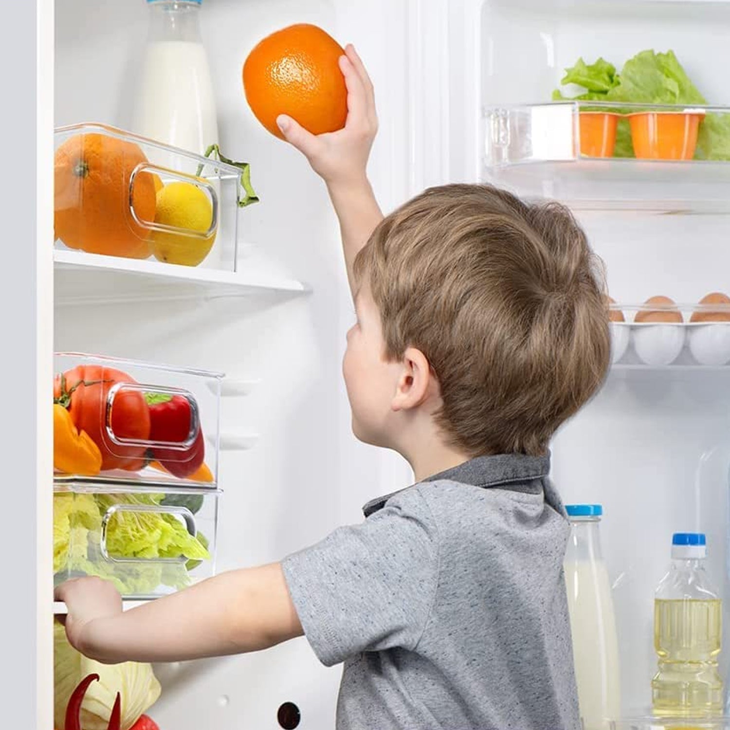 Plastic Refrigerator Organizer Bins, Set Of 2 Stackable Fridge Organizers with Handle, Clear Organizing Food Fruit Vegetables Pantry Storage Bins for Freezer kitchen Cabinet Organization and Storage (2 Pcs Set Mix Color) - infinityexculsivestore.com
