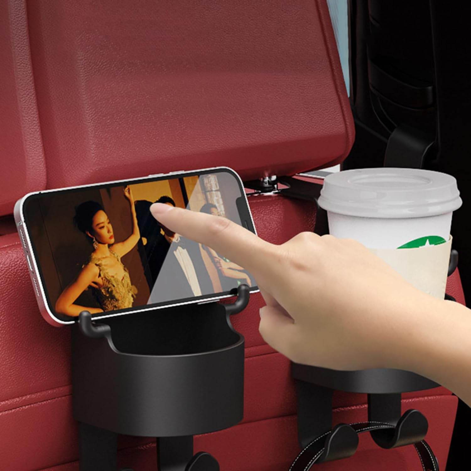 Car Headrest Backseat Organizer, 3 in 1 Automotive Cell Phone Drink cupholder Adapter with Headrest Hooks for Kids and Adults, Multifunctional Storage for Car Travel Accessories - infinityexculsivestore.com