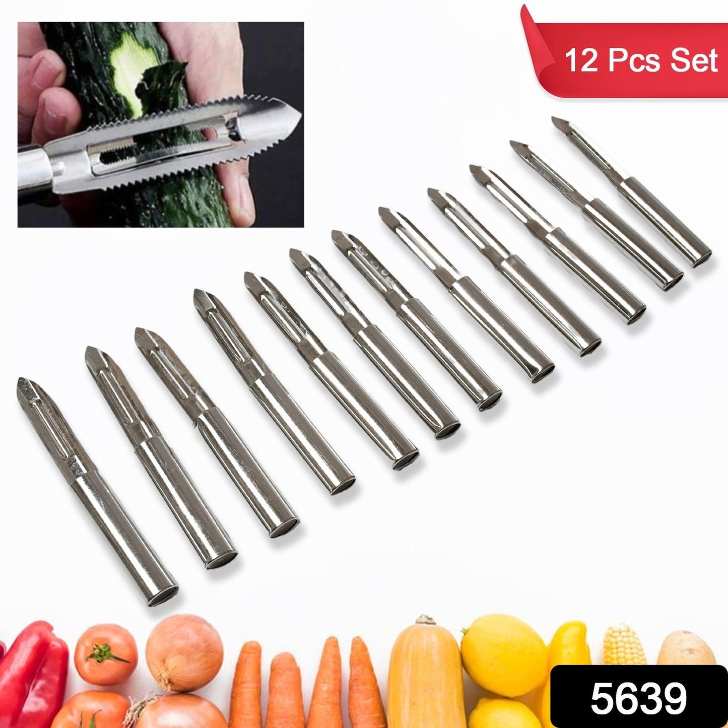 Multi - Purpose Stainless Steel Peeler With Handle For Vegetables, Potato Peeler, Carrot, grated, Suitable for Peeling and shredding Fruit and Vegetables Kitchen Accessories, Piller (12 Pcs Set)  - infinityexculsivestore.com
