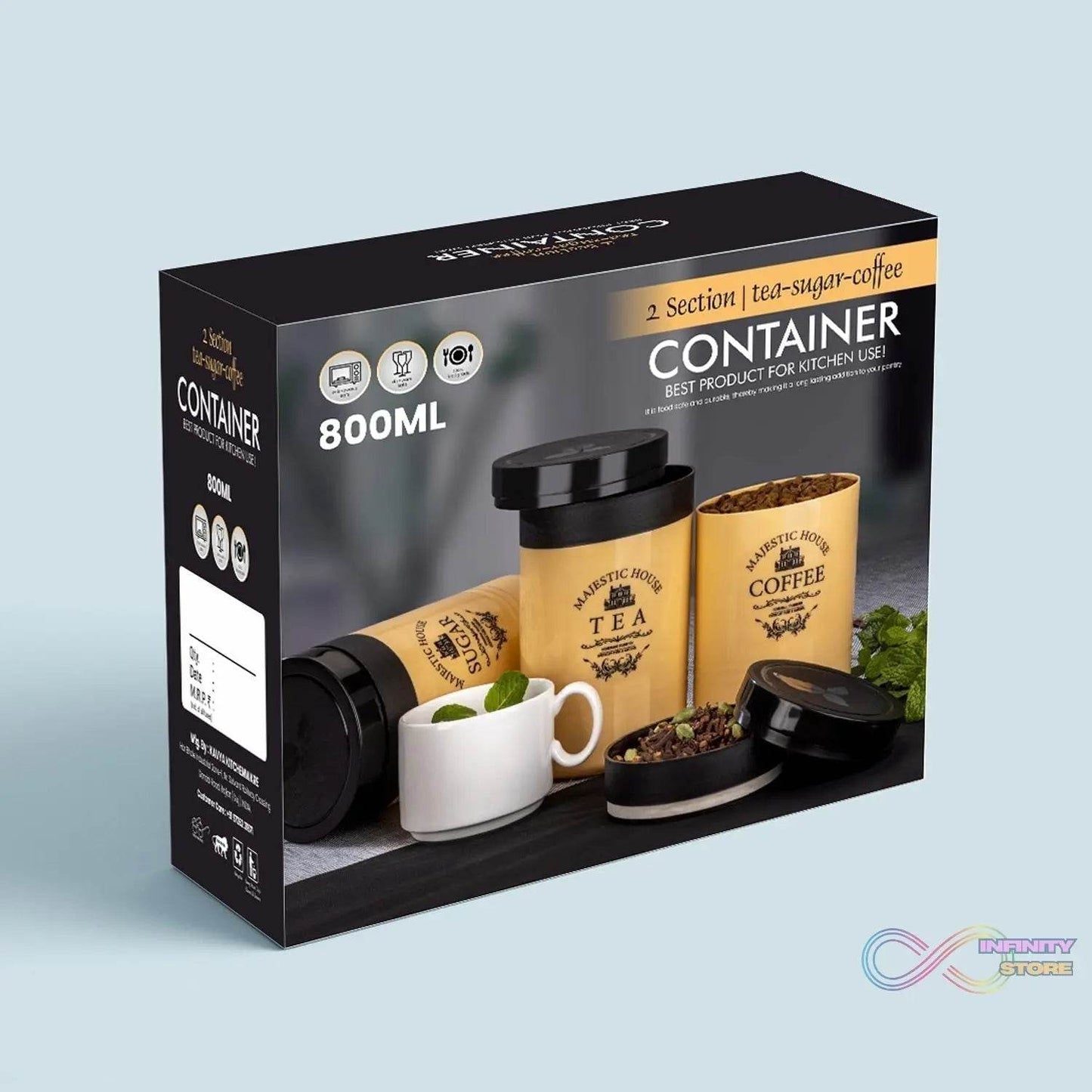 Accurate Seal Tea Sugar Coffee Container - 3 Pcs Plastic Damru Shaped Tea, Coffee, Sugar Canisters Jar, New Airtight Food Seal Containers for Salt, Dry Fruit, Grocery Multicolor (3 Pcs Set) - infinityexculsivestore.com