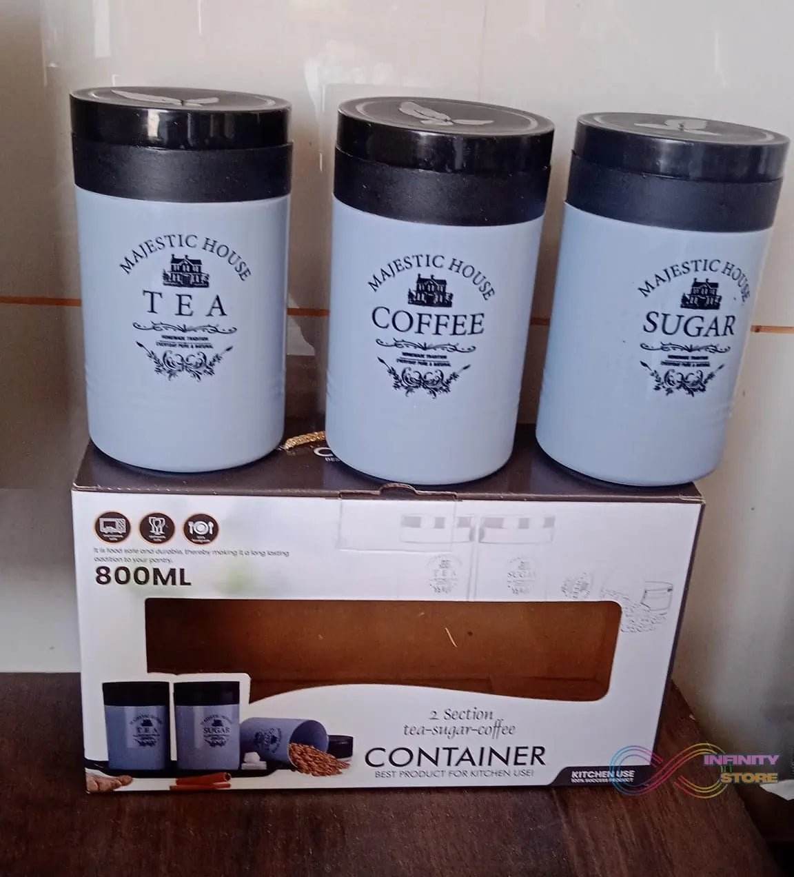Accurate Seal Tea Sugar Coffee Container - 3 Pcs Plastic Damru Shaped Tea, Coffee, Sugar Canisters Jar, New Airtight Food Seal Containers for Salt, Dry Fruit, Grocery Multicolor (3 Pcs Set) - infinityexculsivestore.com