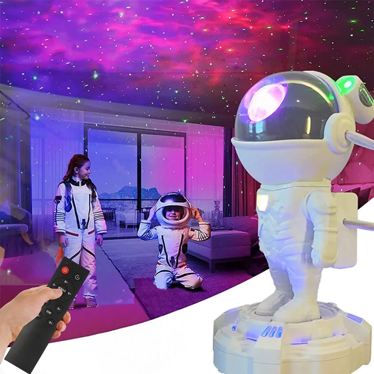 Robot Sky Space Stars Light Astronaut Galaxy Projector, Night lamp, Bedroom, Kids, Projector, Remote Control, Star Projector Will Take Children's to Explore The Vast Starry Sky for Adults, raksha bandhan, Diwali Gift - infinityexculsivestore.com