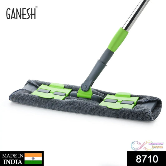 Wet and dry microfiber mop with rotating head and telescopic handle, multi-color.
