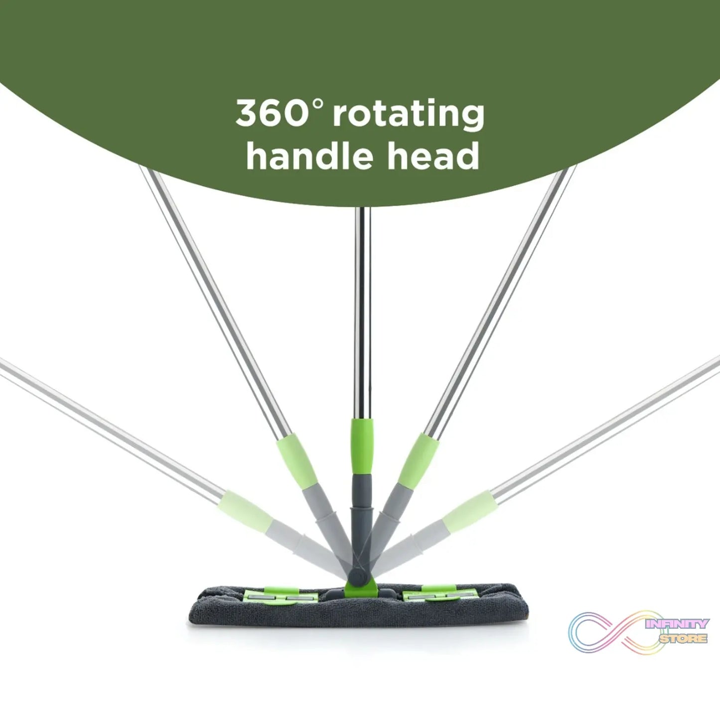 Multipurpose microfiber flat mop, 360-degree rotating, telescopic handle, multi-color.