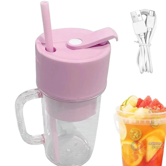 2 In1 Portable Crusher Juicer With Handle & Straw for Smoothie Sipper USB Rechargeable (340 ml) 6 Stainless Steel Blades Compact Juicer Mixer, Juicer Portable Fresh Juice Blender Portable Electric Juicer ( 340 ML ) - infinityexculsivestore.com