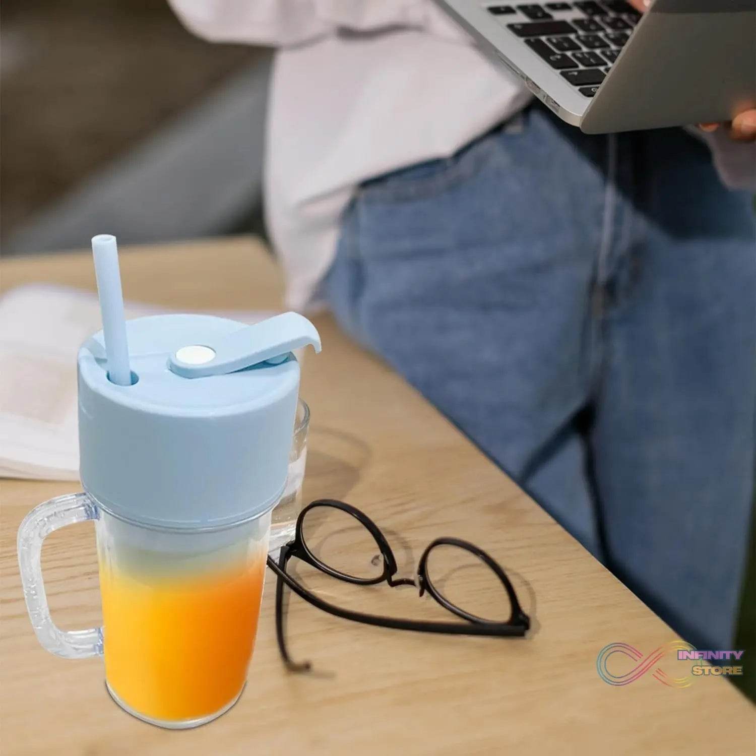 2 In1 Portable Crusher Juicer With Handle & Straw for Smoothie Sipper USB Rechargeable (340 ml) 6 Stainless Steel Blades Compact Juicer Mixer, Juicer Portable Fresh Juice Blender Portable Electric Juicer ( 340 ML ) - infinityexculsivestore.com