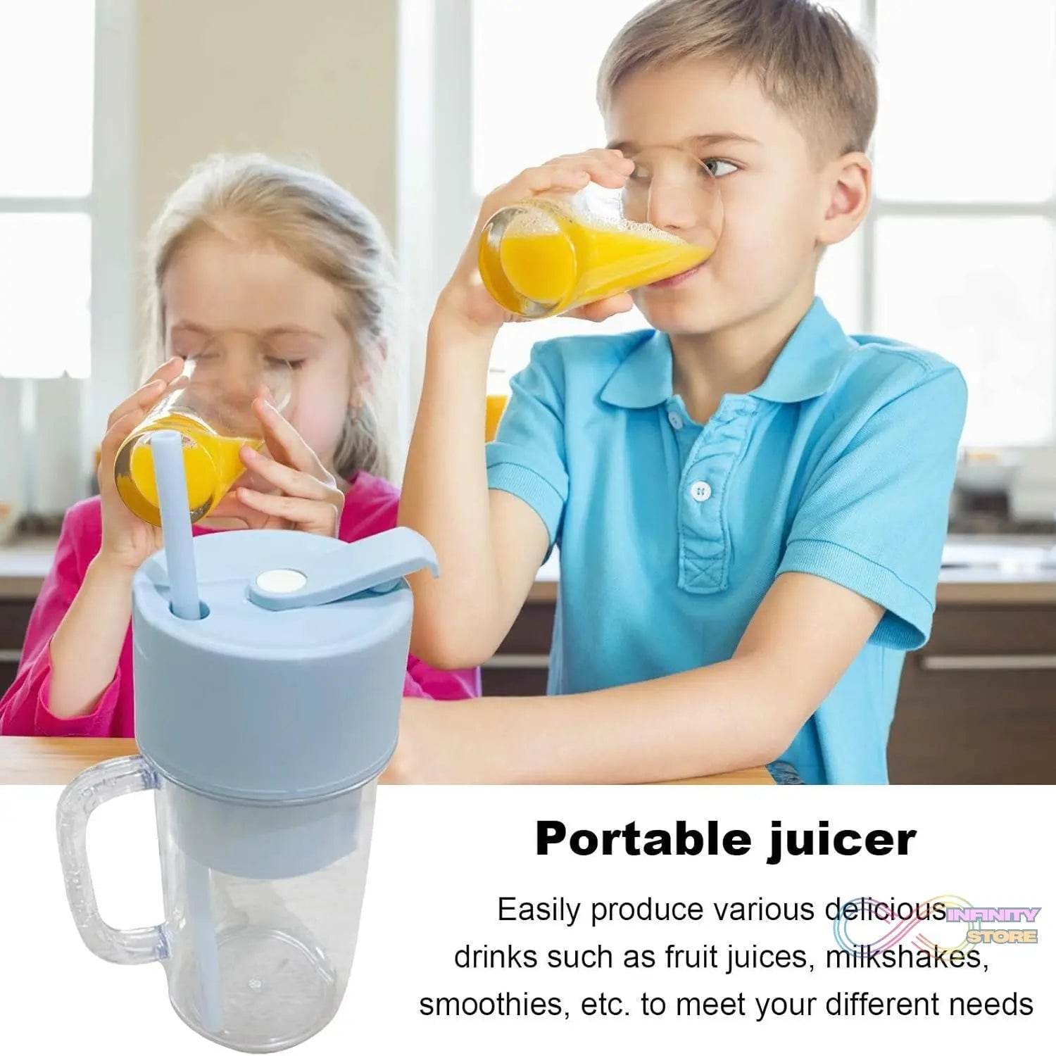 2 In1 Portable Crusher Juicer With Handle & Straw for Smoothie Sipper USB Rechargeable (340 ml) 6 Stainless Steel Blades Compact Juicer Mixer, Juicer Portable Fresh Juice Blender Portable Electric Juicer ( 340 ML ) - infinityexculsivestore.com