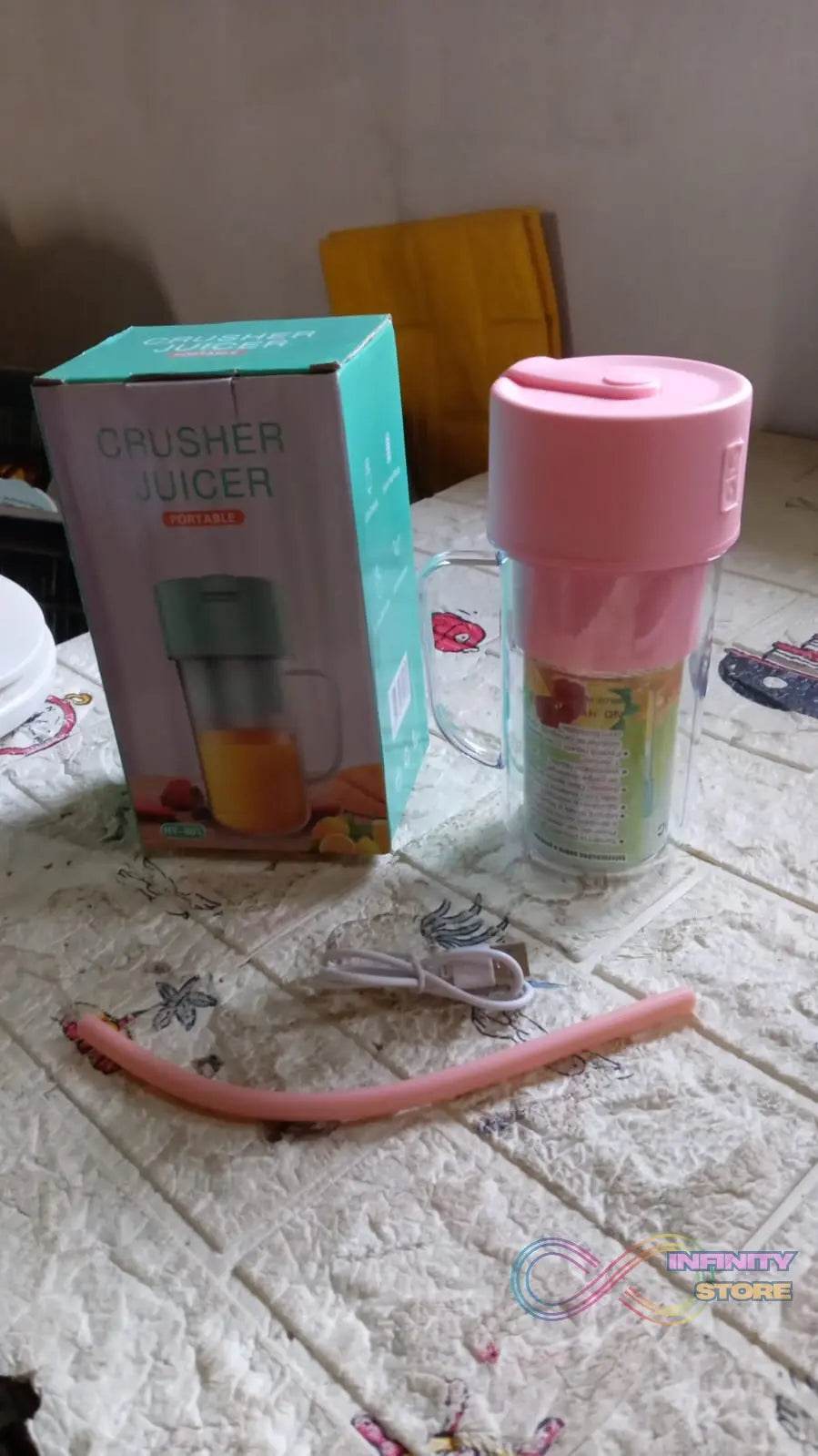 2 In1 Portable Crusher Juicer With Handle & Straw for Smoothie Sipper USB Rechargeable (340 ml) 6 Stainless Steel Blades Compact Juicer Mixer, Juicer Portable Fresh Juice Blender Portable Electric Juicer ( 340 ML ) - infinityexculsivestore.com