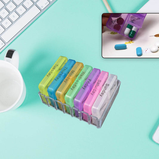 7 Days 4 Times Transparent Medicine Box 28 Grid Portable Large Capacity Travel, Medication Organizer Dispenser Boxes Large Compartments Moisture-Proof Pill Case Medication Reminder Travel - infinityexculsivestore.com