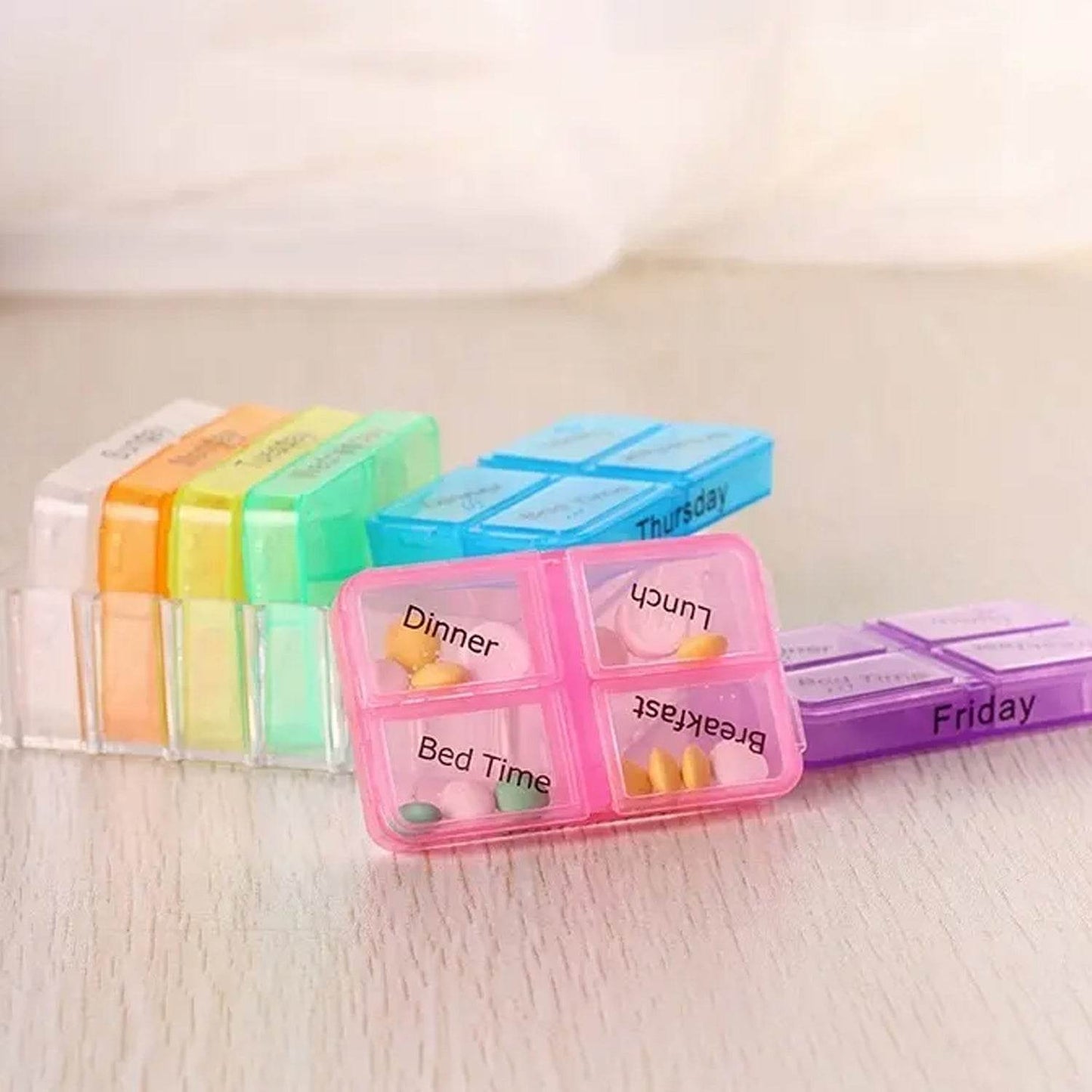 7 Days 4 Times Transparent Medicine Box 28 Grid Portable Large Capacity Travel, Medication Organizer Dispenser Boxes Large Compartments Moisture-Proof Pill Case Medication Reminder Travel - infinityexculsivestore.com