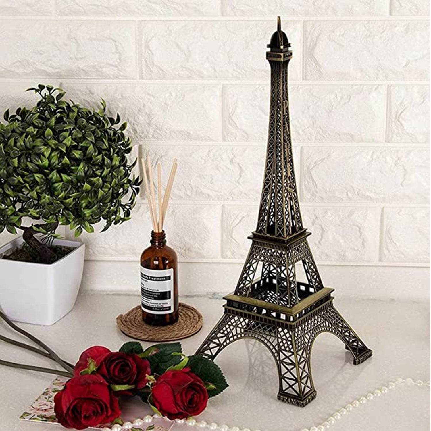 Antique Finish 3D Metal Paris Eiffel Tower Metal Craft Famous Landmark Building Metal Statue, Cabinet, Office, Gifts Decorative Showpiece. - infinityexculsivestore.com