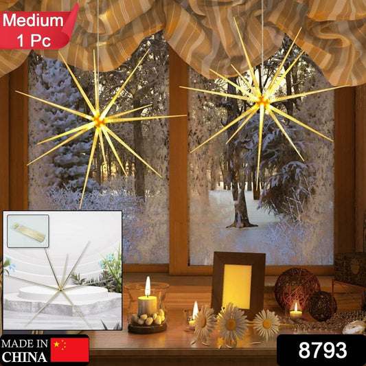 3D Gold Star Hanging Decoration Star, Acrylic Look Hanging Luminous Star for Windows, Home, Garden Festive Embellishments for Holiday Parties Weddings Birthday Home Decoration (Medium) - infinityexculsivestore.com