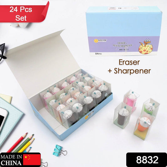 2In1 3D Cute Coffee Or Ice cream Shape sharpner Like Rotary Manual Pencil Sharpener for Kids Ice Cream Style Office School Supplies, Back to School Gift for Students,Kids Educational Stationary kit, B'Day Return Gift (24 Pcs Set) - infinityexculsivestore.com