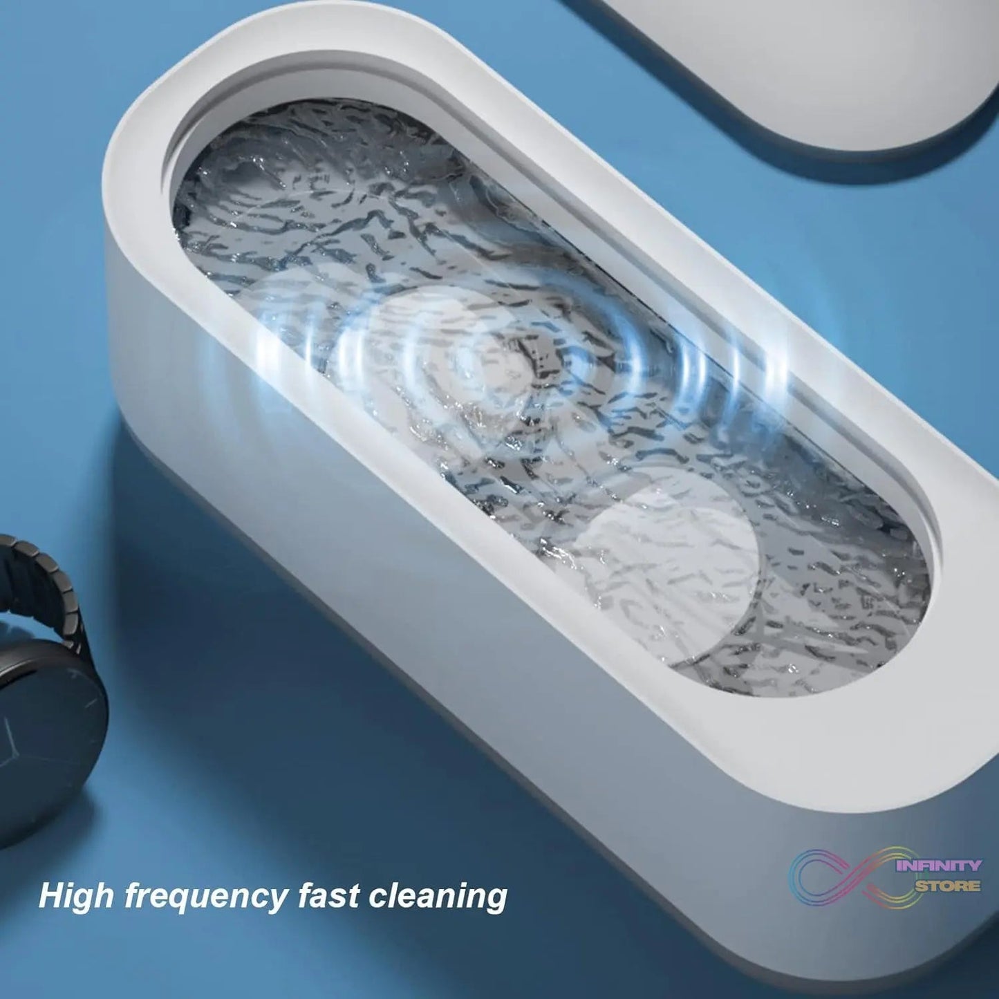 Ultrasonic Jewllery, Cleaner, Ultrasonic Cleaning Machine, Portable jewellery Cleaning Mchine For Jewellery, Ring, Silver, Retainer, Glasses, Watches, Coins, High Frequency Vibration Machine (Battery Not Included) - infinityexculsivestore.com