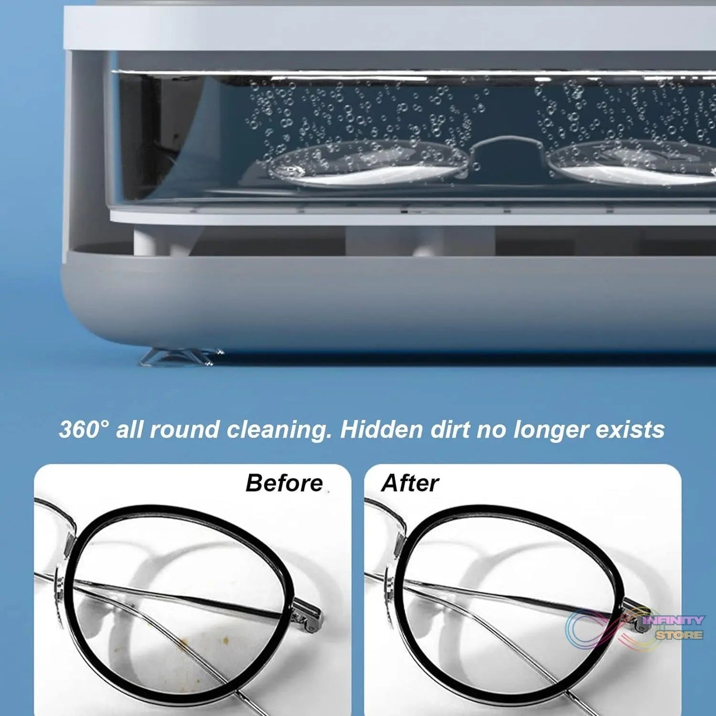 Ultrasonic Jewllery, Cleaner, Ultrasonic Cleaning Machine, Portable jewellery Cleaning Mchine For Jewellery, Ring, Silver, Retainer, Glasses, Watches, Coins, High Frequency Vibration Machine (Battery Not Included) - infinityexculsivestore.com