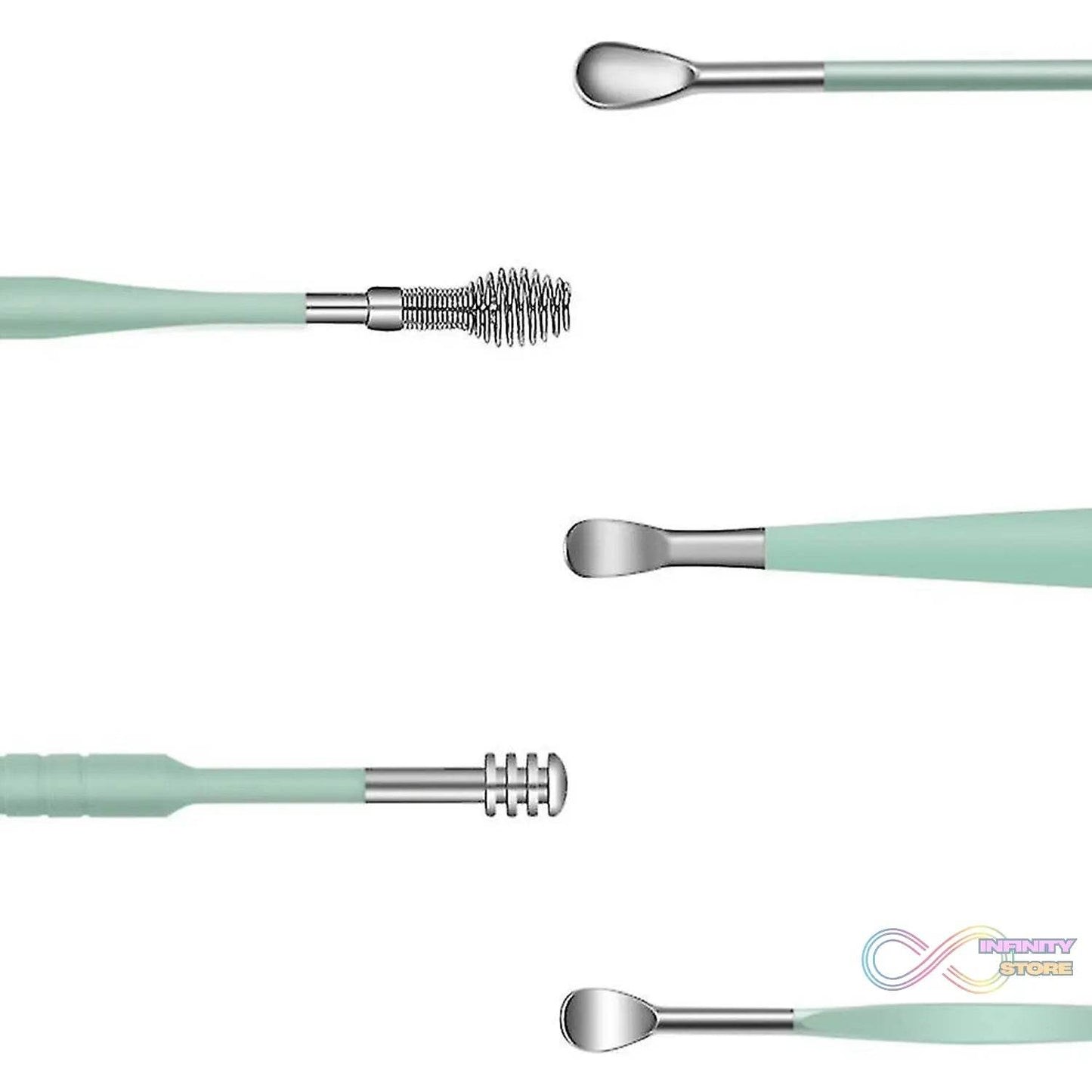 6-in-1 Ear Wax Cleaner- Resuable Ear Cleaning Tools Leather Pouch - Ear Pick Wax Remover Tool Kit with Ear Curette Cleaner and Spring Ear Buds Cleaner Fit in Pocket Great for Traveling - infinityexculsivestore.com