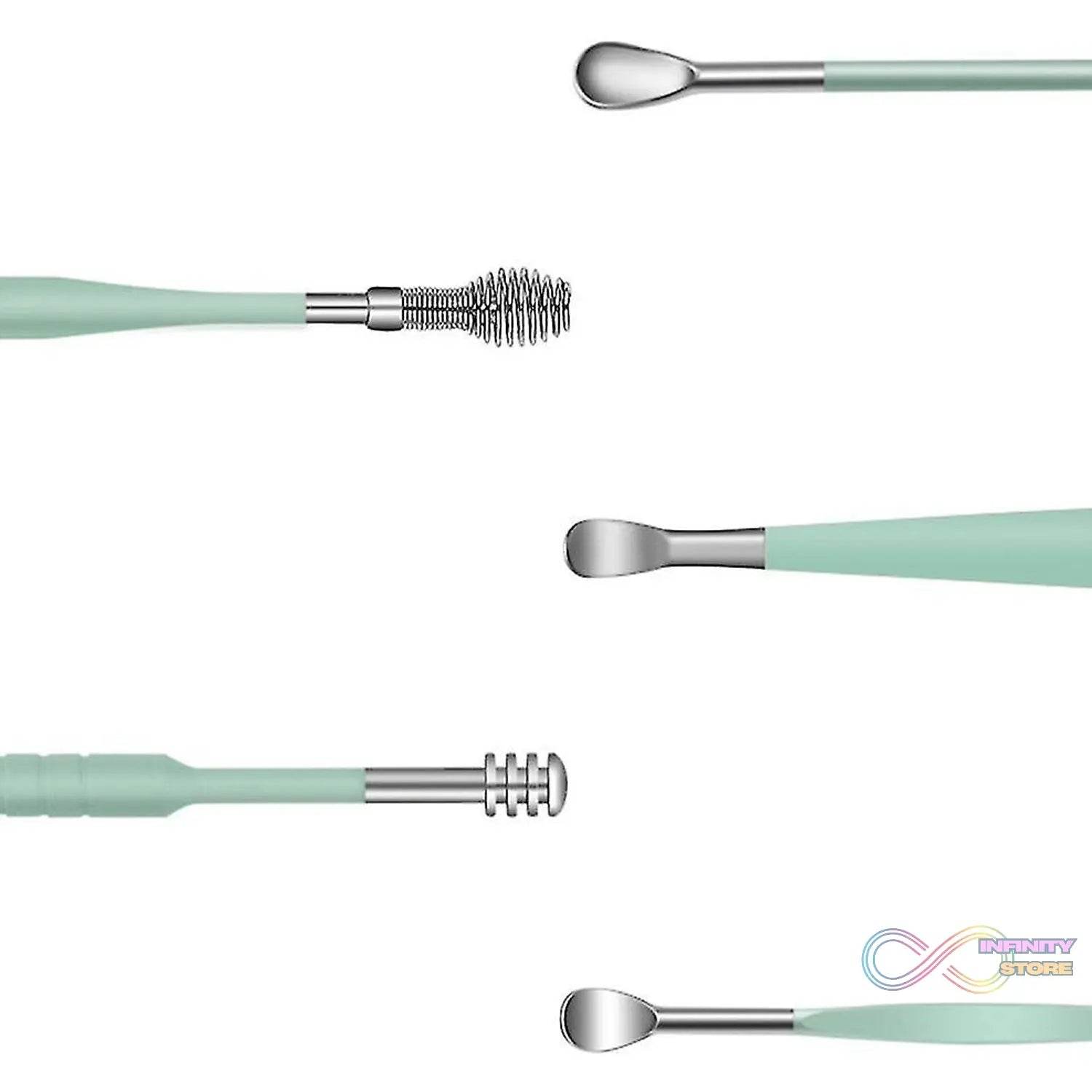 6-in-1 Ear Wax Cleaner- Resuable Ear Cleaning Tools Leather Pouch - Ear Pick Wax Remover Tool Kit with Ear Curette Cleaner and Spring Ear Buds Cleaner Fit in Pocket Great for Traveling - infinityexculsivestore.com