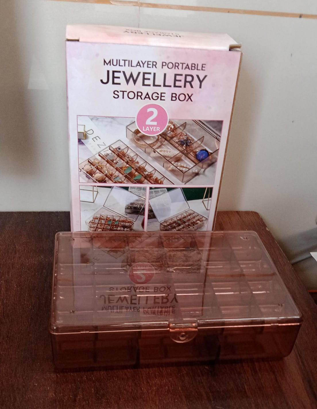 2 layer Acrylic Jewelry Storage Box Dustproof Earring Box, Storage Box Portable Nail Art Storage Case, 24 - Grid Small and 6 - Grid Big case Makeup Vanity Box (1 Pc / 30 Compartment) - infinityexculsivestore.com