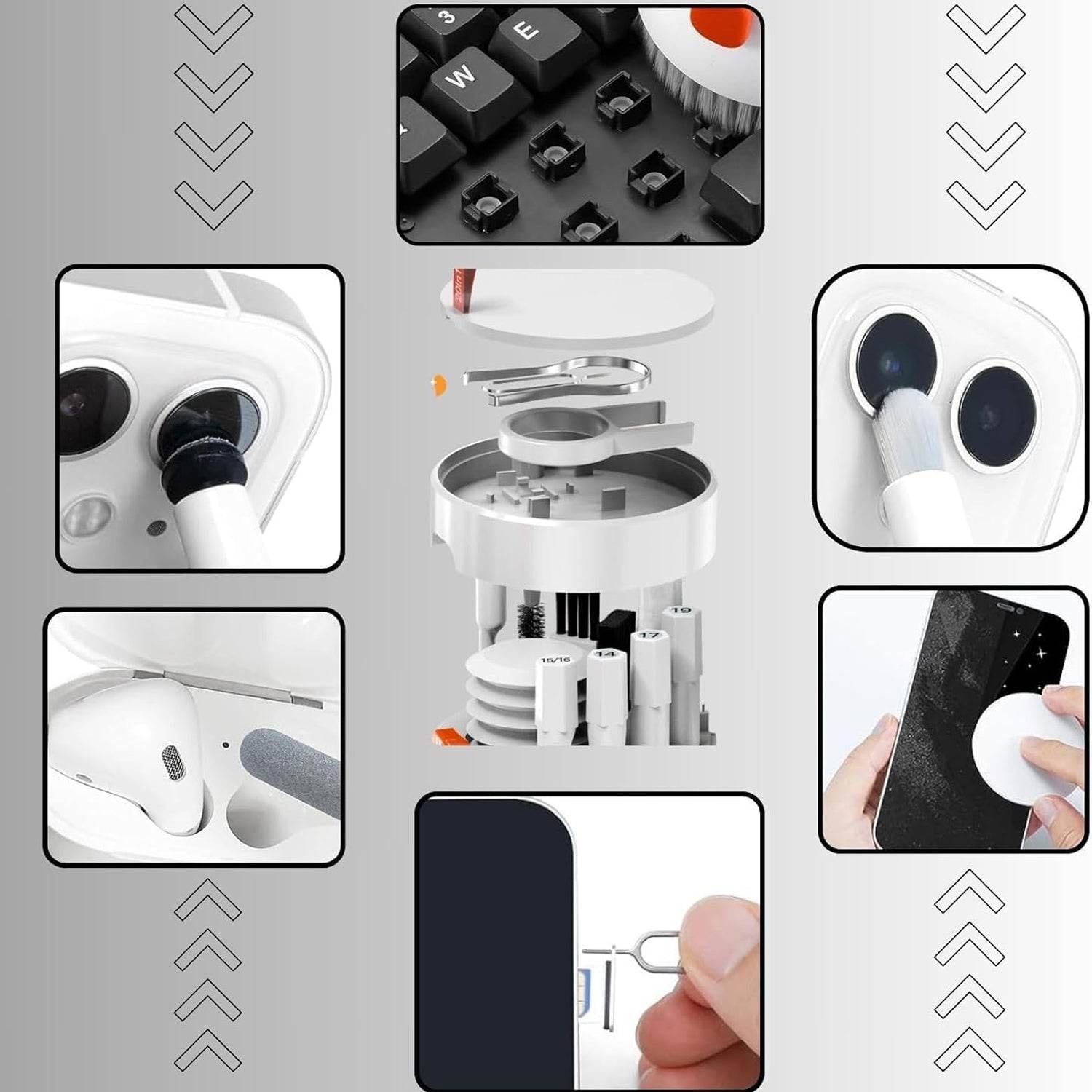 Keyboard Cleaner Kit, 20-in-1 Laptop Phone Screen Cleaning Kit, Keyboard Cleaning Kit with Electronic Cleaning Brush Spray for AirPods Pro, iPhone Pro, Camera, Computer Cleaning  - infinityexculsivestore.com